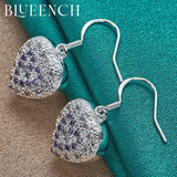 925 Silver Purple Zircon Heart Earrings for Women