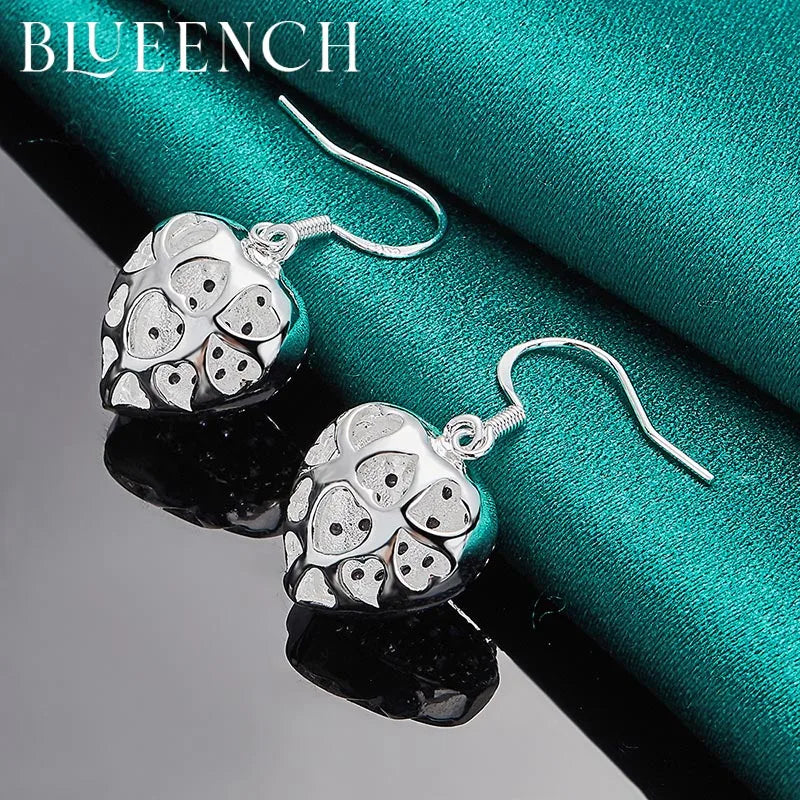 925 Silver Purple Zircon Heart Earrings for Women