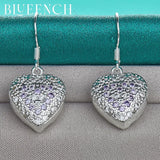 925 Silver Purple Zircon Heart Earrings for Women