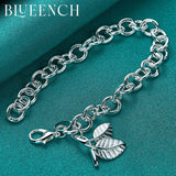925 Silver Leaf Pendant Bracelet for Ladies Wedding Party Jewelry