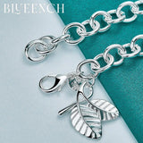 925 Silver Leaf Pendant Bracelet for Ladies Wedding Party Jewelry