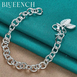 925 Silver Leaf Pendant Bracelet for Ladies Wedding Party Jewelry