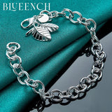 925 Silver Leaf Pendant Bracelet for Ladies Wedding Party Jewelry