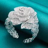 925 Silver Rose Hollowed Out Bracelet for Ladies Wedding Party