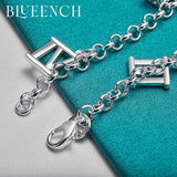 925 Silver Roman Numeral Pendant Bracelet for Date Party