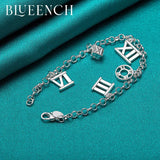 925 Silver Roman Numeral Pendant Bracelet for Date Party