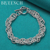 925 Sterling Silver Round Braided Bracelet for Ladies