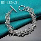 925 Sterling Silver Round Braided Bracelet for Ladies