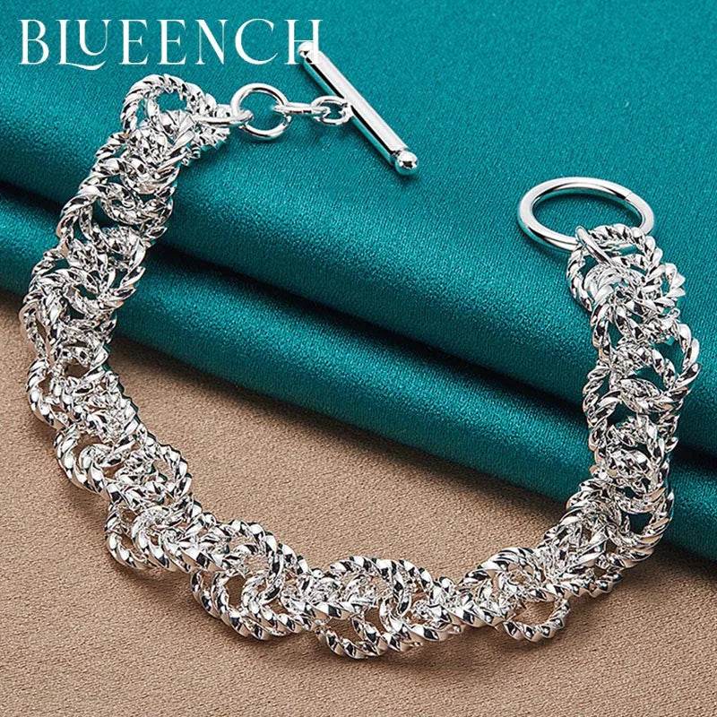 925 Sterling Silver Round Braided Bracelet for Ladies