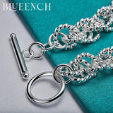 925 Sterling Silver Round Braided Bracelet for Ladies