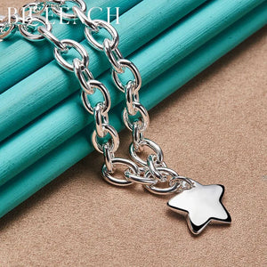 925 Silver Star Pendant Necklace for Women Wedding Party Charm Jewelry
