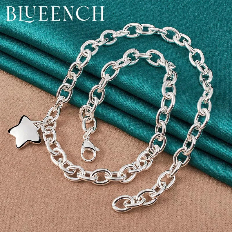 925 Silver Star Pendant Necklace for Women Wedding Party Charm Jewelry