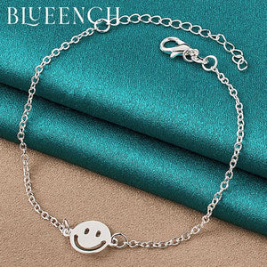 925 Silver Smiley Pendant Bracelet for Women