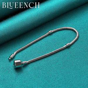 925 Silver Snake Bone Chain Bracelet Wedding Party Charm Jewelry