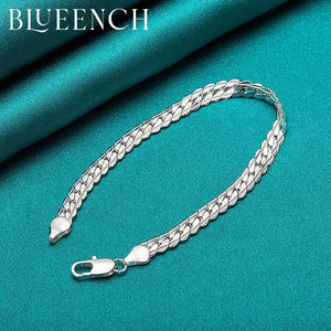 925 Silver Snake Bone Classic Chain Bracelet Men Women Wedding Charm