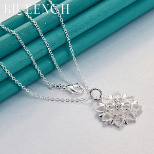 925 Sterling Silver Snowflake Pendant Necklace for Women