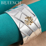 925 Silver Spider Mesh Wide Bangle Hipster Glamour Jewelry