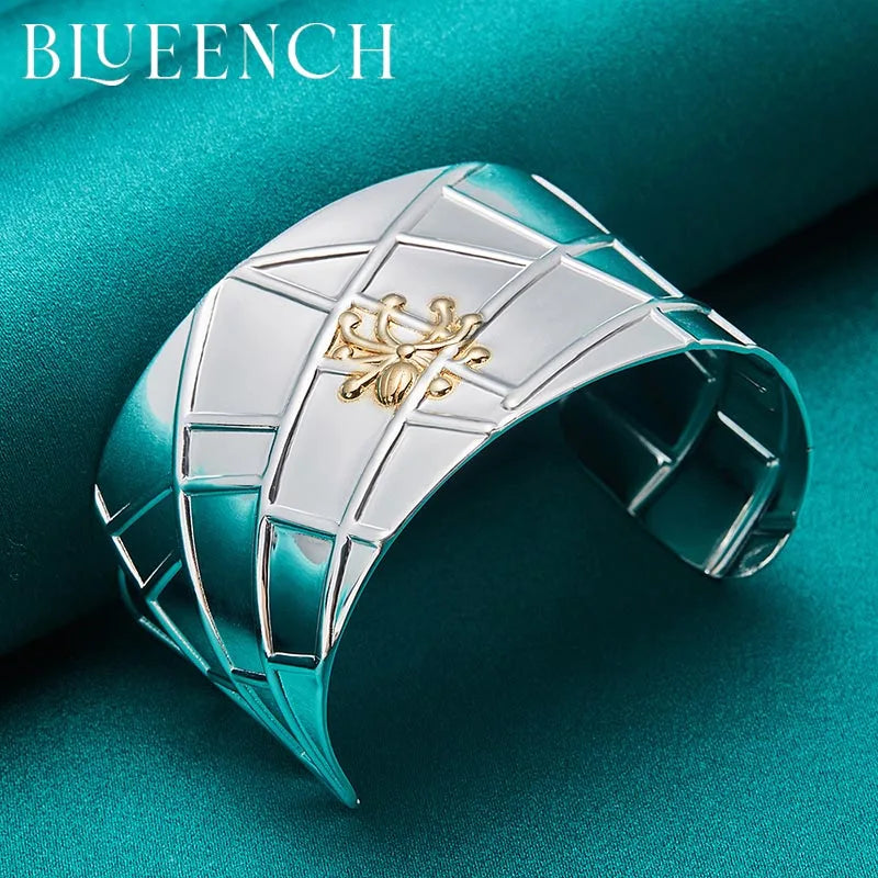 925 Silver Spider Mesh Wide Bangle Hipster Glamour Jewelry