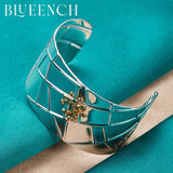 925 Silver Spider Mesh Wide Bangle Hipster Glamour Jewelry