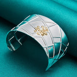 925 Silver Spider Mesh Wide Bangle Hipster Glamour Jewelry
