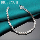 925 Silver Square Chain Bracelet Punk Hip Hop Jewelry