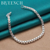 925 Silver Square Chain Bracelet Punk Hip Hop Jewelry