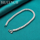 925 Silver Square Chain Bracelet Punk Hip Hop Jewelry