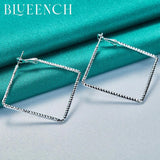 925 Silver Square Large Earrings Women Engagement Wedding Party Glamour