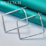 925 Silver Square Large Earrings Women Engagement Wedding Party Glamour