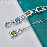 925 Silver Multicolor Zircon Bracelet Women Engagement Wedding