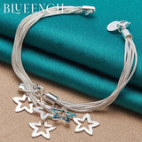 925 Sterling Silver Star Tassel Bracelet for Ladies Party Jewelry