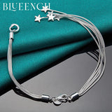 925 Silver Star Tassel Bracelet Romantic Jewelry