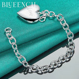 925 Silver Heart Peach Lettering Pendant Bracelet for Women