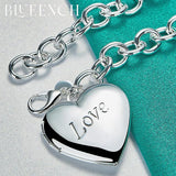 925 Silver Heart Peach Lettering Pendant Bracelet for Women