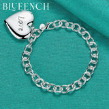 925 Silver Heart Peach Lettering Pendant Bracelet for Women