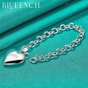 925 Silver Heart Peach Lettering Pendant Bracelet for Women
