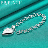 925 Silver Heart Peach Lettering Pendant Bracelet for Women