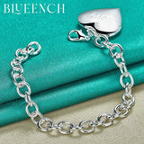 925 Silver Heart Peach Lettering Pendant Bracelet for Women