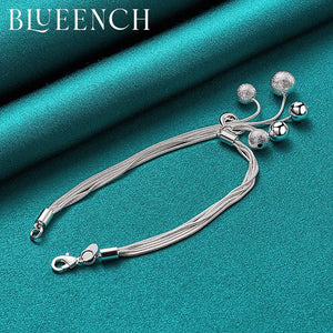 925 Silver Tassel Chain Grape Pendant Bracelet for Women