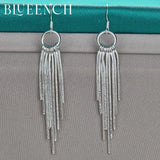 925 Sterling Silver Tassel Long Earrings for Women Wedding Party Jewelry