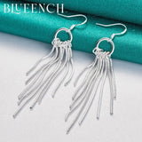 925 Sterling Silver Tassel Long Earrings for Women Wedding Party Jewelry
