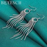 925 Sterling Silver Tassel Long Earrings for Women Wedding Party Jewelry