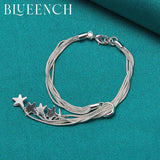 925 Silver Tassel Star Bracelet Women Party Dating Jewelry