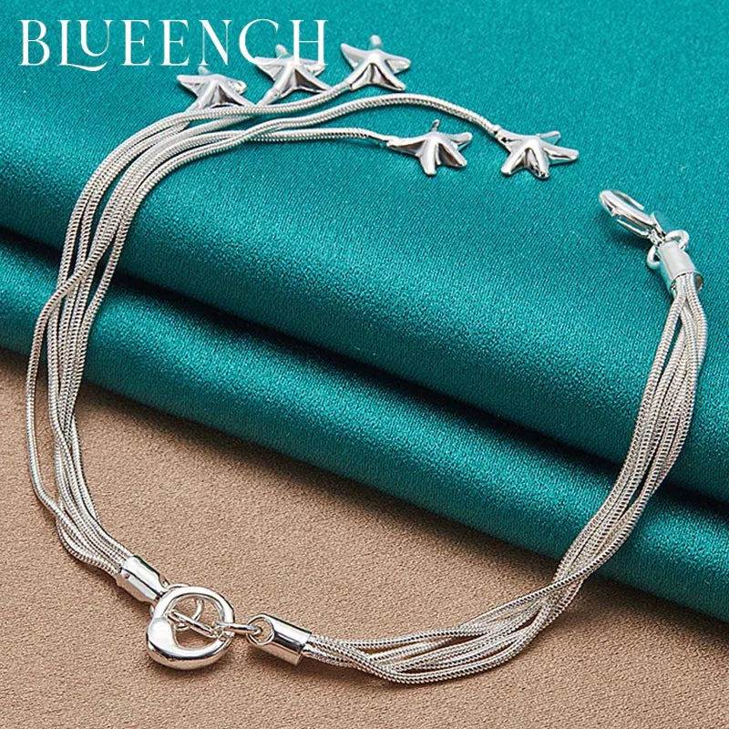 925 Silver Tassel Star Bracelet Women Party Dating Jewelry