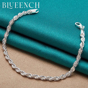 925 Silver Water Wave Bracelet for Women Men Glamour Jewelry