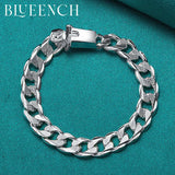 925 Silver Wide Cuban Hip Hop Bracelet Men Women Jewelry
