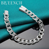 925 Silver Wide Cuban Hip Hop Bracelet Men Women Jewelry