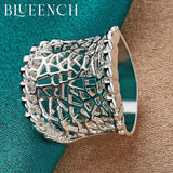 925 Silver Wide Face Hollow Ring for Women's Wedding Party Jewelry