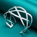 925 Sterling Silver Wide-Faced Bracelet for Women's Wedding Party