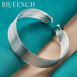 925 Silver Wide Tier Bracelet Bangle Women's Wedding Glamour Jewelry